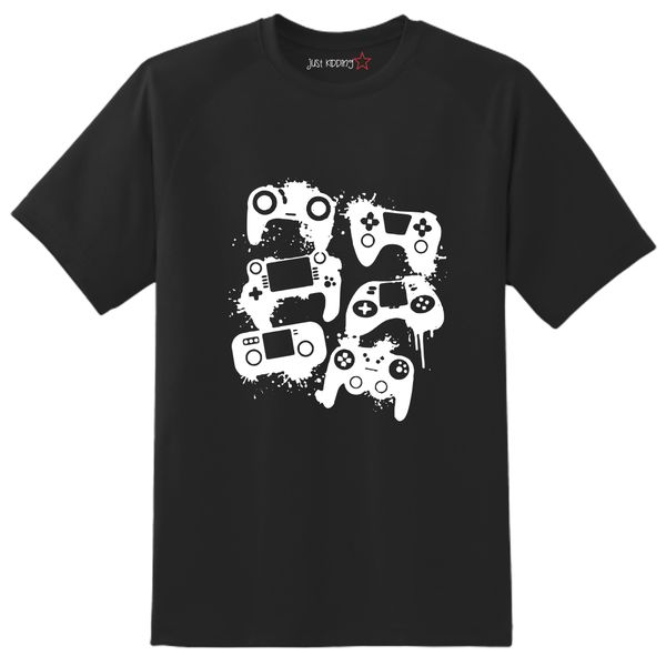 Just Kidding Boys "Gaming Joysticks Graffiti" Short Sleeve Tshirt Black