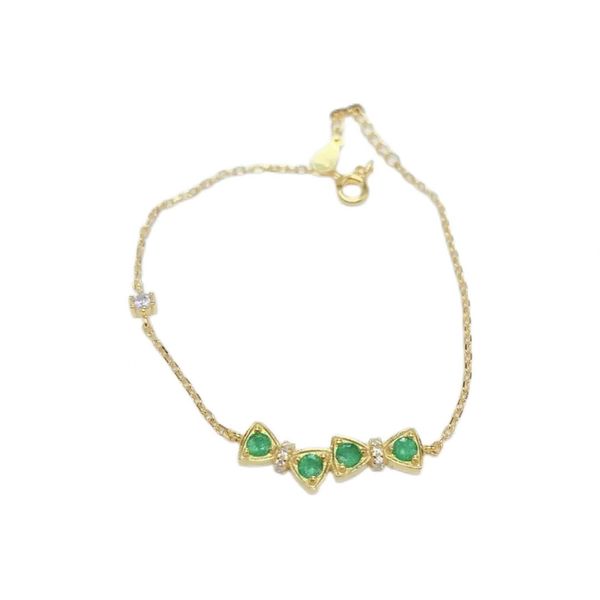Vintage Emerald Geometric Bracelet for Women With Triangle Diamonds