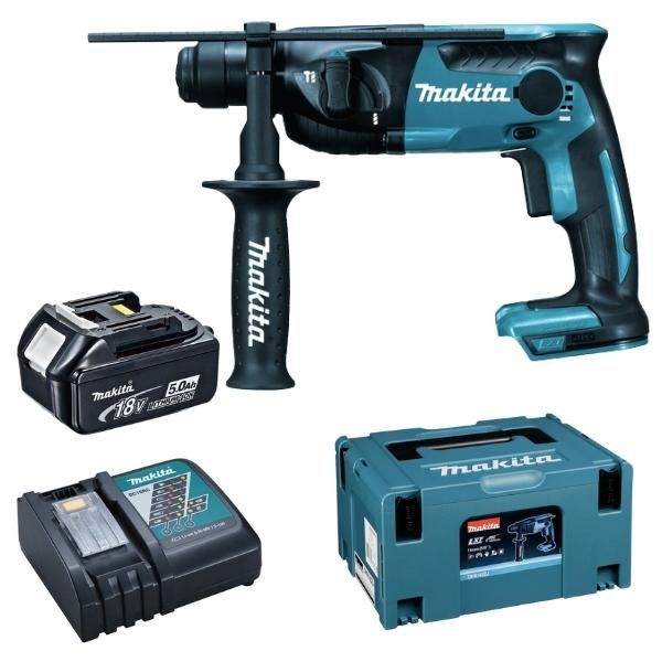 Makita Rotary Hammer Drill 16mm DHR165ZJ, 5.0Ah Battery, Charger and