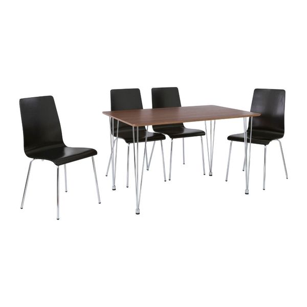 Bragg Mizell 4-Seater Dining Table and Chairs Set, 5-Piece, Walnut Black
