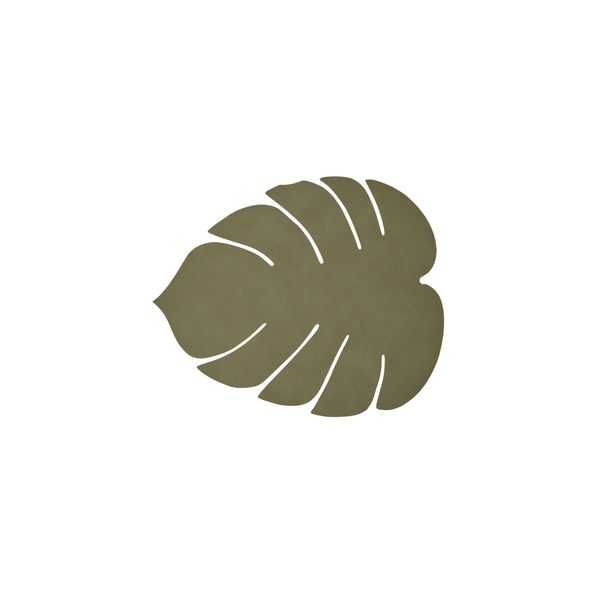 Lind DNA Monstera Leaf Nupo Leather Table Mat, Placemat Large - Army Green