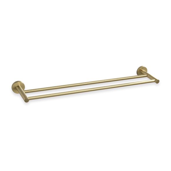Trendy Taps - Premium Brushed Wall Mounted SQ Brushed Gold Double Towel Rail