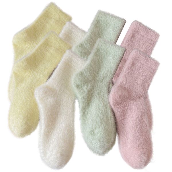 4 Pairs Fluffy Socks Womens Fuzzy Socks, Cozy Winter Sleep Sock