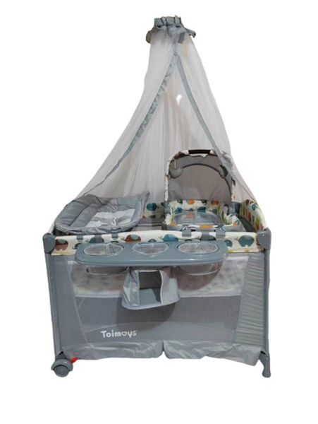 Toimoys baby cot crib w/ Diaper Changer, Net, Toys and Game Entrance