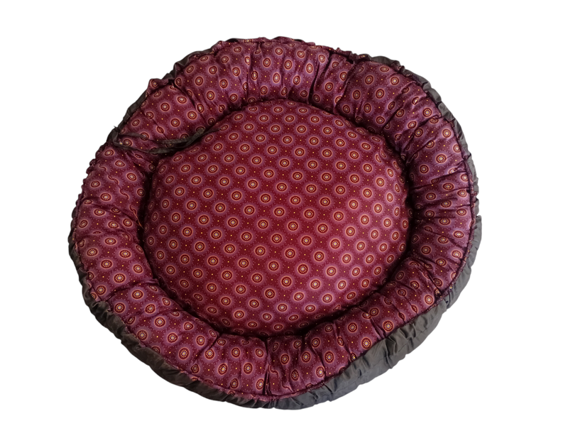 Round Adjustable - Red African Texture - Dog Bed 1m x 1m