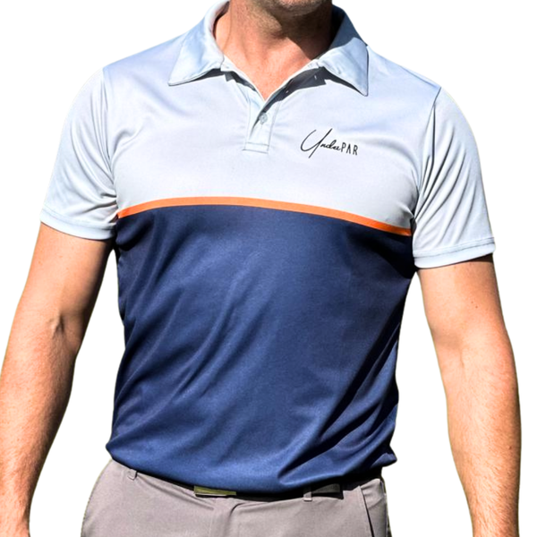UnderPAR Golf Polo: Grey and Blue Two Tone