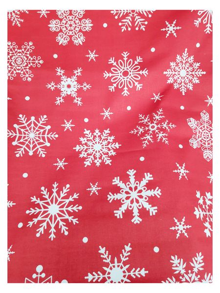 Red Christmas Tablecloth with White Snowflakes (150 x 235cm) 6-8 Seater