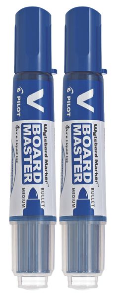 Pilot V Board Master Bullet Tip Whiteboard Marker Pack of 2 - Blue