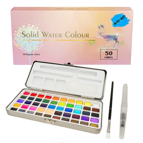 AON-ART 50 Colours Solid Watercolour Paint Set