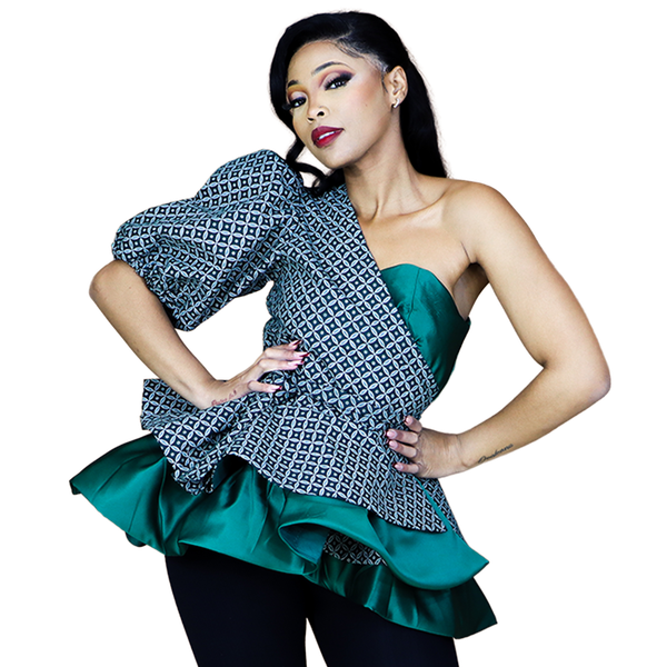 Africa Fashion House - Anna-Mo Green Double Peplum Wrap Top