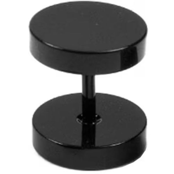 Gents Single Black Stainless steel Button Earring