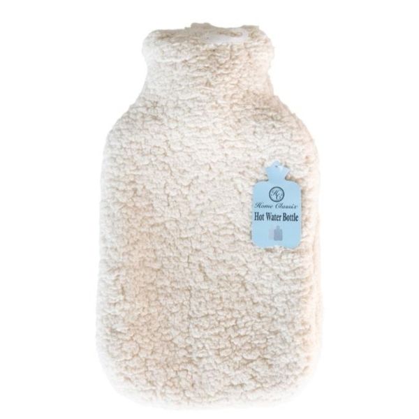 Home Classix Sherpa Covered Hot Water Bottle 2lt - Stone