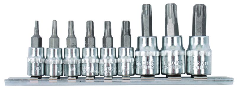 Toolco 9-Piece Tamper Proof Star Bit Socket Set - 1/4" and 3/8" Drive