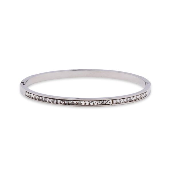 Steel My Heart Waterproof Stainless Steel CZ Bangle