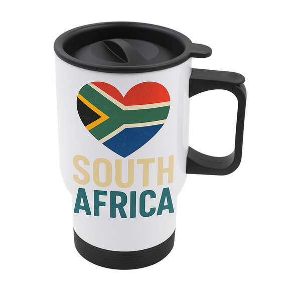 Heritage Day South Africa Flag Heart Travel Mug - Stainless Steel Insulated
