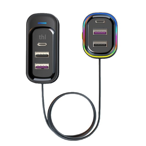 thl 6-Port Car Charger,66W QC3.0 Fast Charging, USB-C, for Phones &amp; Tablets