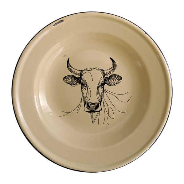Farm Cow Enamel Plate - Set of 4