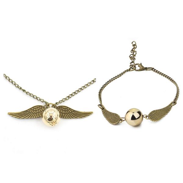 Harry Potter Golden Snitch Necklace and Bracelet Combo