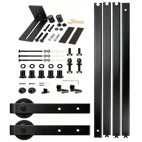 6.6FT Sliding Barn Door Hardware Kit, Heavy Duty Barn Door Track Kit Fit
