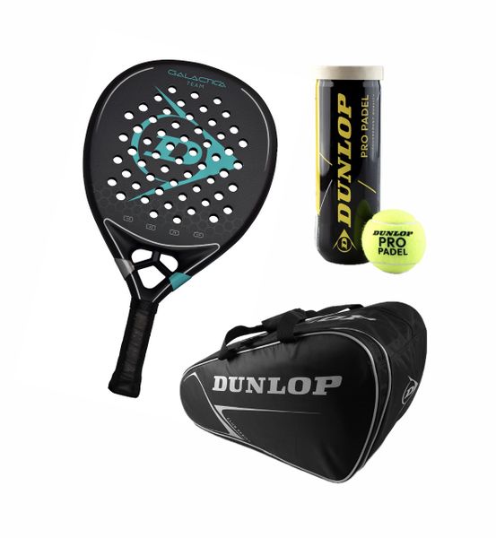 DUNLOP Galatica Team 12k Carbon Bat &amp; Paletero Club Bag &amp; Pro Ball Combo