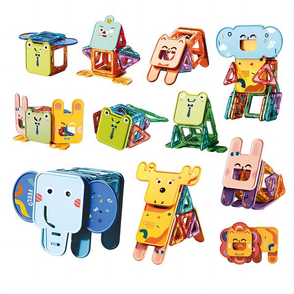 Feelo - Magnetic Tiles Activity Set - Animals - 50 Pieces