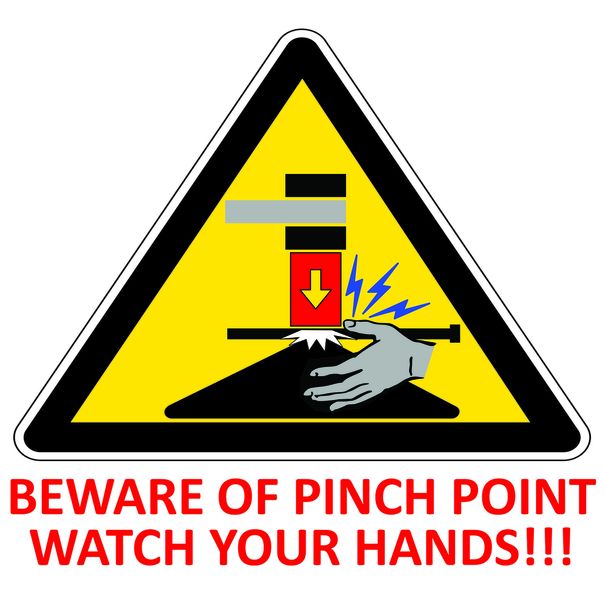 Beware of Pinch Point Watch your Step Sign - 19x19cm - 4 Pack