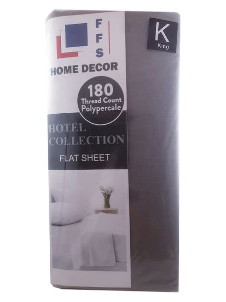 180 Thread Count Polypercale Flat Sheet - King - Grey