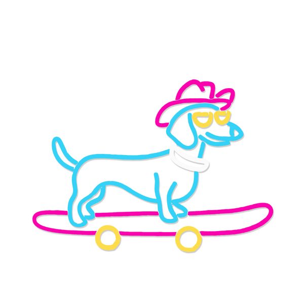 Skateboard Dog Neon Sign Dachshund Neon Signs Colorful Led Signs