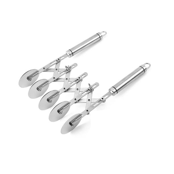 Wheel Pastry Cutter Stainless Steel Dough Pizza Cutter Wheel with Handle, 5 Wheel