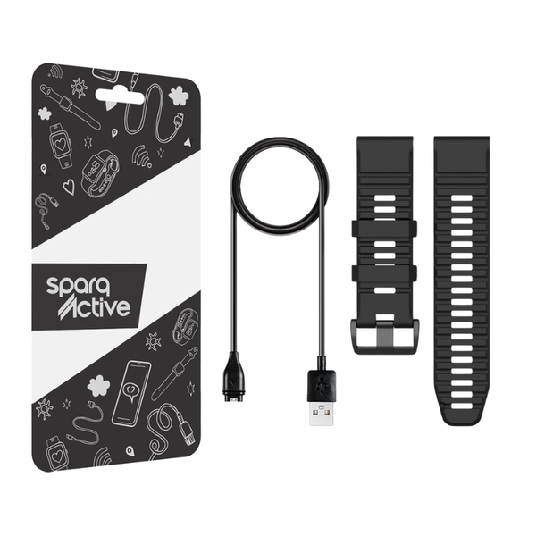 Replacement Charger &amp; Watch Strap for Garmin Fenix 5x / 6x / 7x - 26mm
