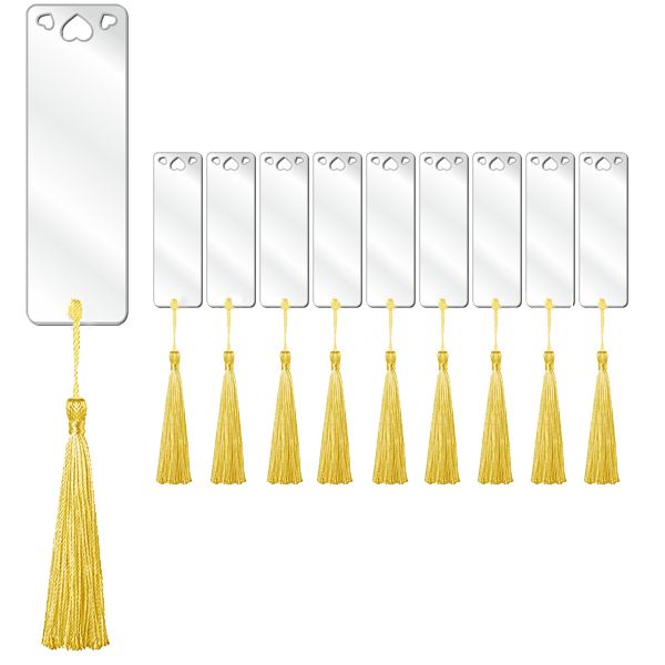 Elegant Heart Clear Acrylic Bookmark and Tassel Set - Black Tassels