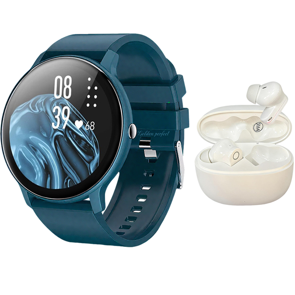 Golden Perfect Men's Smartwatch &amp; Earbuds Gift Set - Luxury Tech Edition