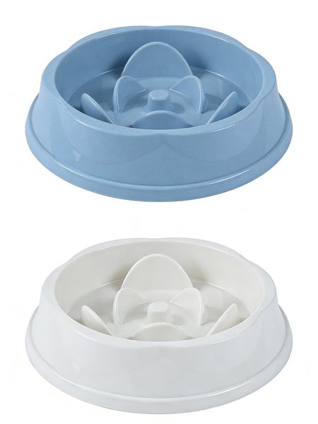 Set of 2 Cat and Dog Food Bowls, Slow Feeder, Non-Slip
