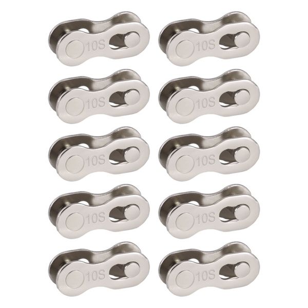 Fluir 10 Piece 10 Speed Silver Bicycle Chain Masterlinks Multipack