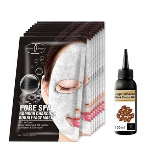 8 Pore Spa Bamboo &amp; Charcoal Bubble Face Mask with Black Castor Oil