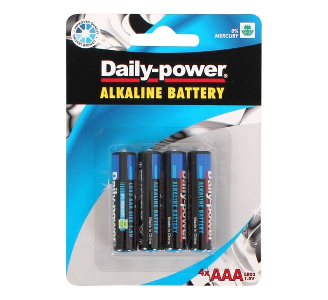 Bulk Pack x 12 Daily-Power Alkaline Battery Size AAA Card of 4