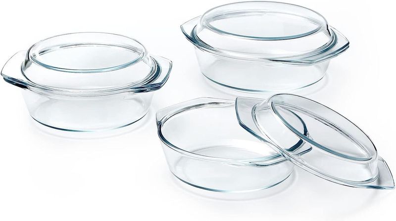 Glass 300L Round Lasagna Dish - 3-Piece