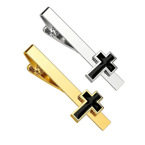Kingdushi 2-Pack Men's Cross Tie Clips for Men, Gift for Wedding &amp; Holiday