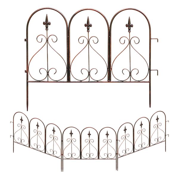 Style Garden Fence Wrought Iron Yard Decor 4 Piece Set