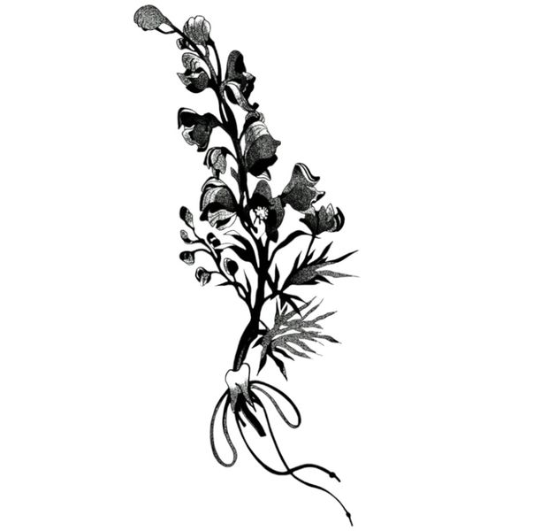 1 Piece - Midnight Bloom Floral Temporary Tattoo - Black