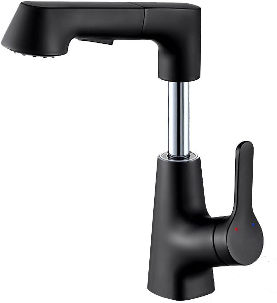 Bathroom Sink Faucet with Pull Out Sprayer Liftable Mixer Tap for Hot Cold