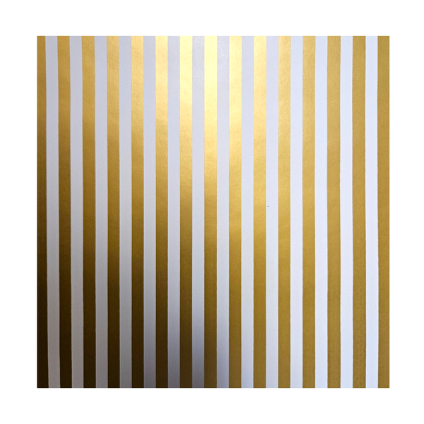 Gold &amp; White Stripes Wrapping Paper -10 m roll