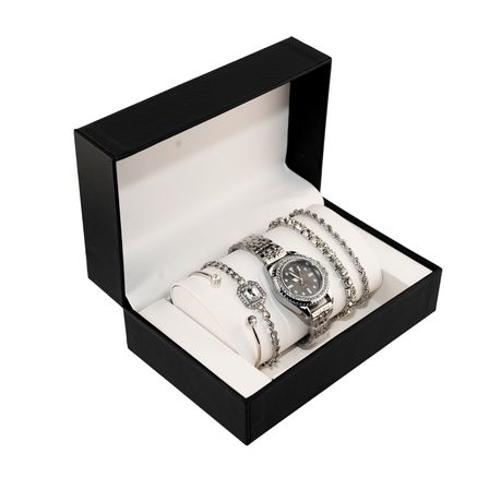 4-piece Luxury Silver Watch & Bracelet Gift Set for Women Image