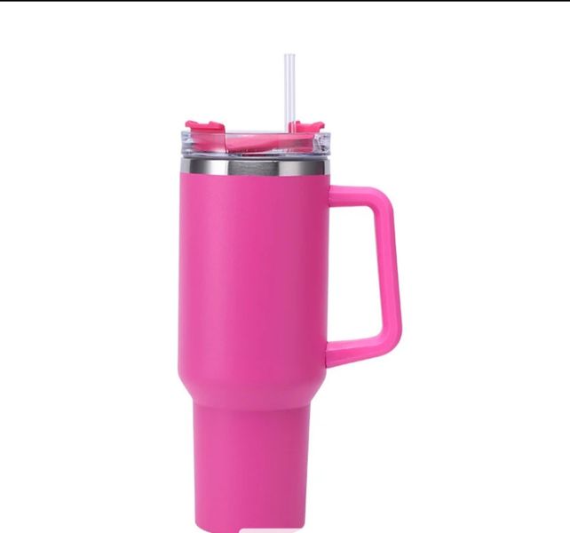 Insulated tumbler with lid, straw and handle