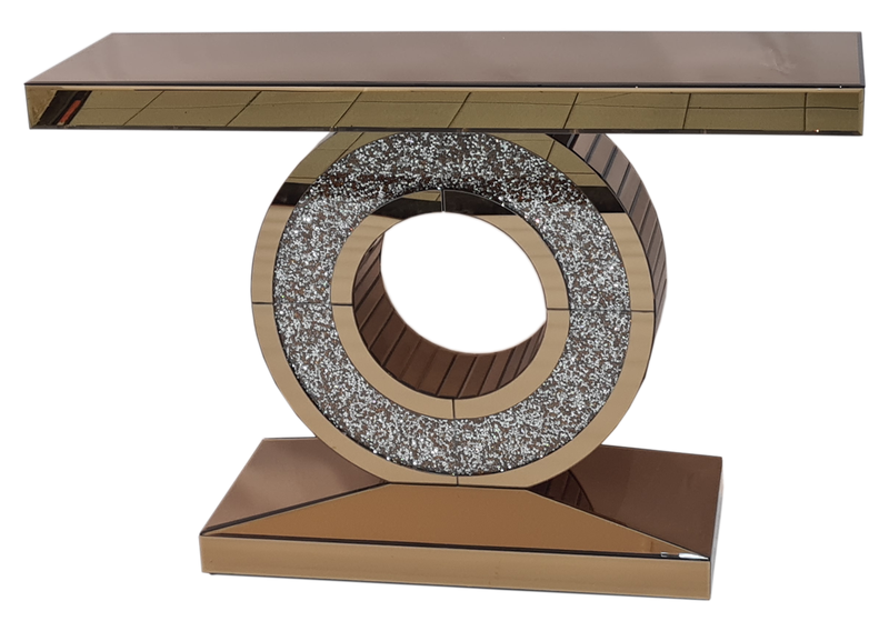Contemporary Mirrored Console Table Rose Gold