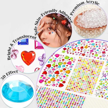 Bigfive 5 Sheets Self-Adhesive Craft Jewels And Gems Stickers