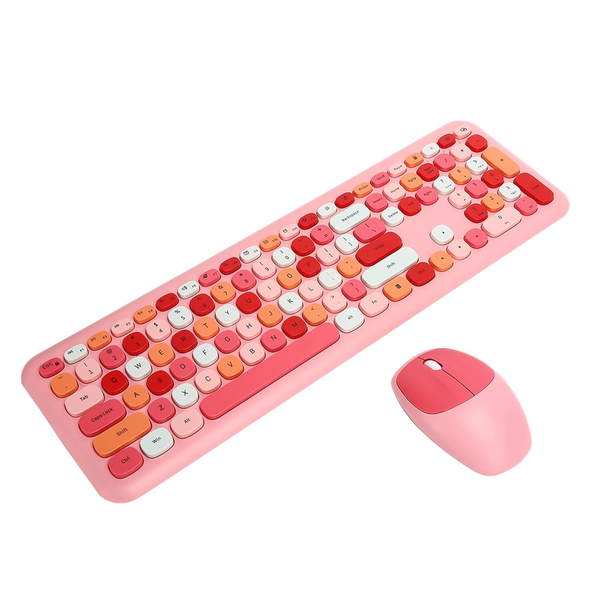Ergonomic Wireless Keyboard&amp;Mouse-2.4GHz, 110 Key, Multimedia,Colorful Keys