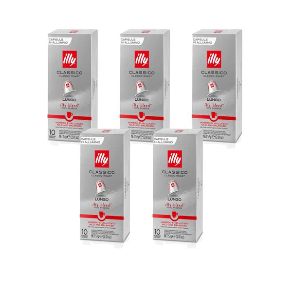 Nespresso Compatible Illy Capsules - Classico Lungo Roast-5x10 Capsules