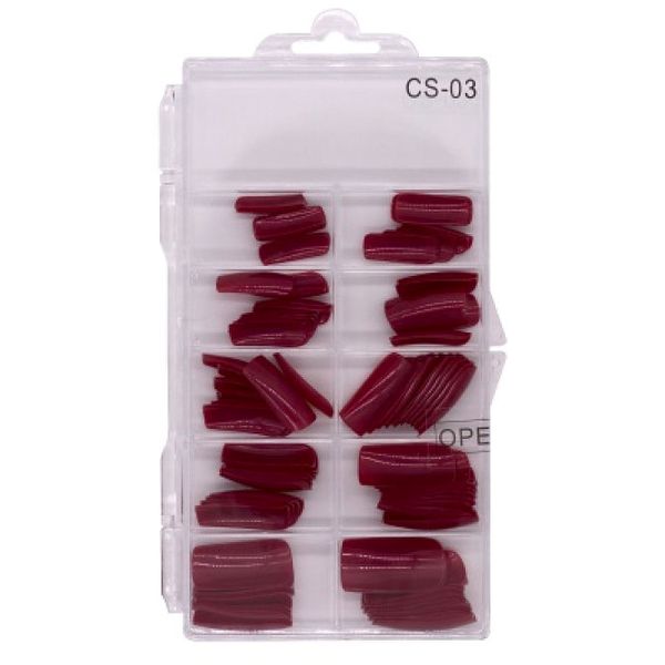 Wine Red Nail Tips - 100 Pieces