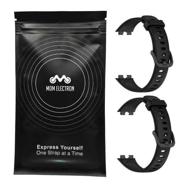 2pcs Silicone Straps Compatible with Huawei Band 8/9/10-Black